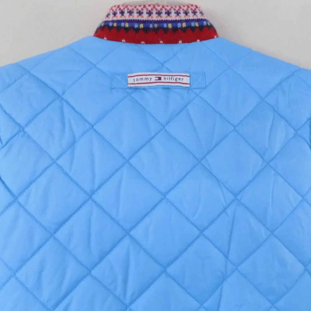NWT Kids reversible parka M Blue quilted Red knit Winter jacket Tommy Hilfiger